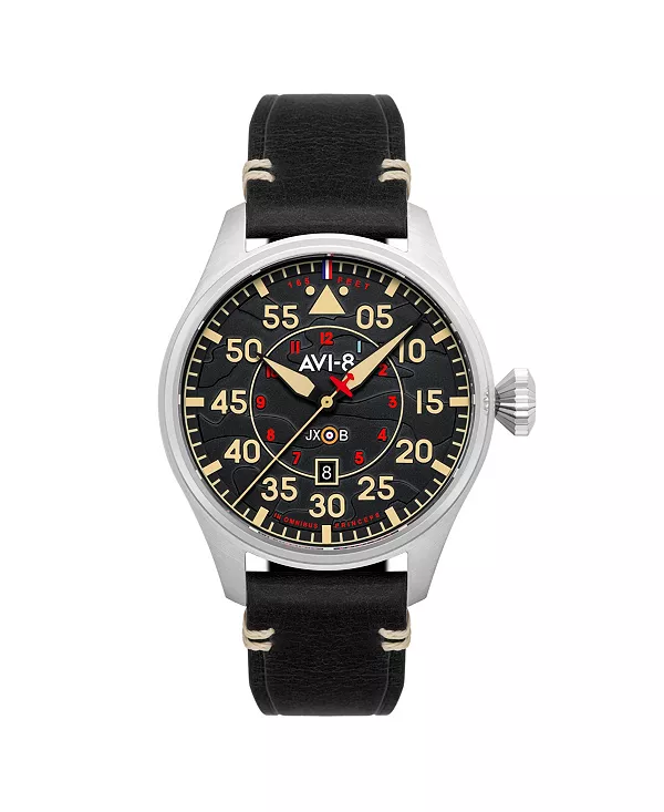 

Мужские часы Hawker Hurricane Clowes с автоматическим механизмом, черный кожаный ремешок, 46 мм Avi-8, black