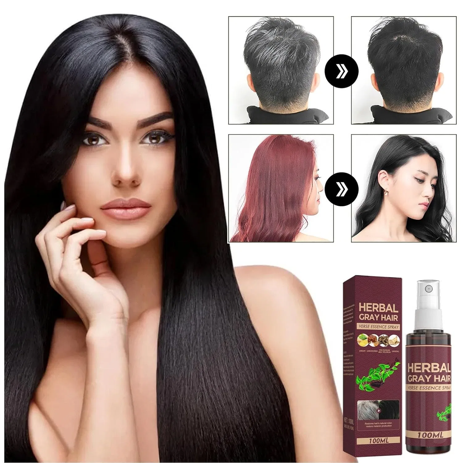 Травяной спрей для седых волос Hair Darkening Conditioner (2 шт.) Bainuai — фото 2
