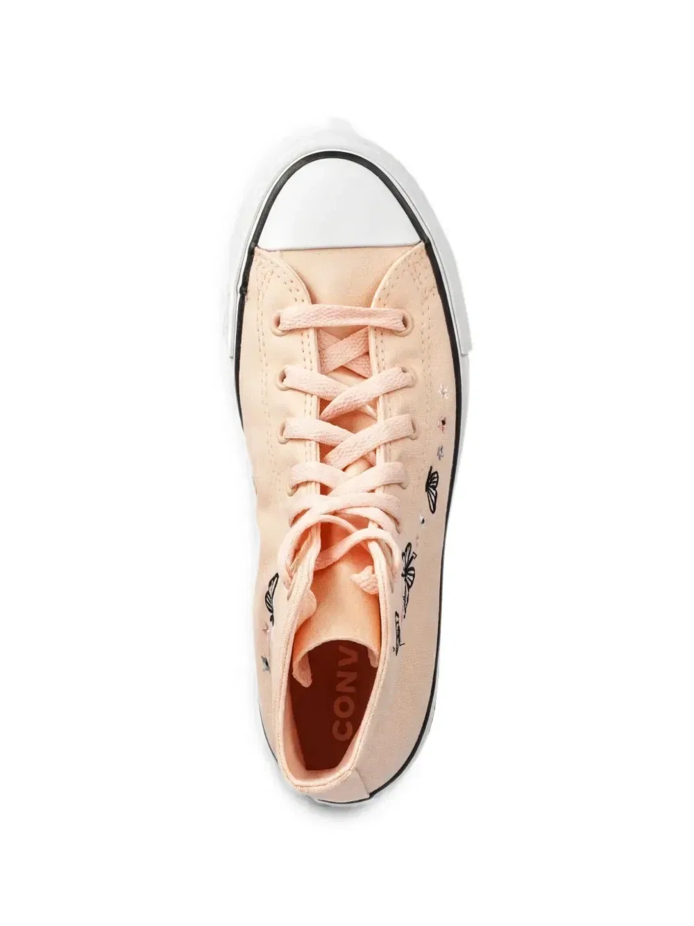 Высокие кеды с вышивкой Converse Kids, бежевый — фото 4