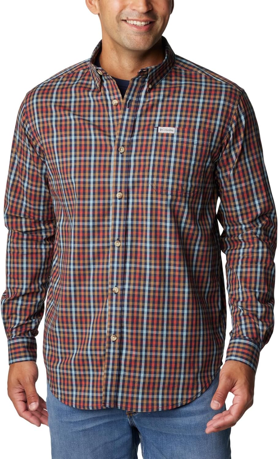 

Мужская рубашка Columbia Rapid Rivers II с длинным рукавом, Collegiate Navy Everyday Gingham