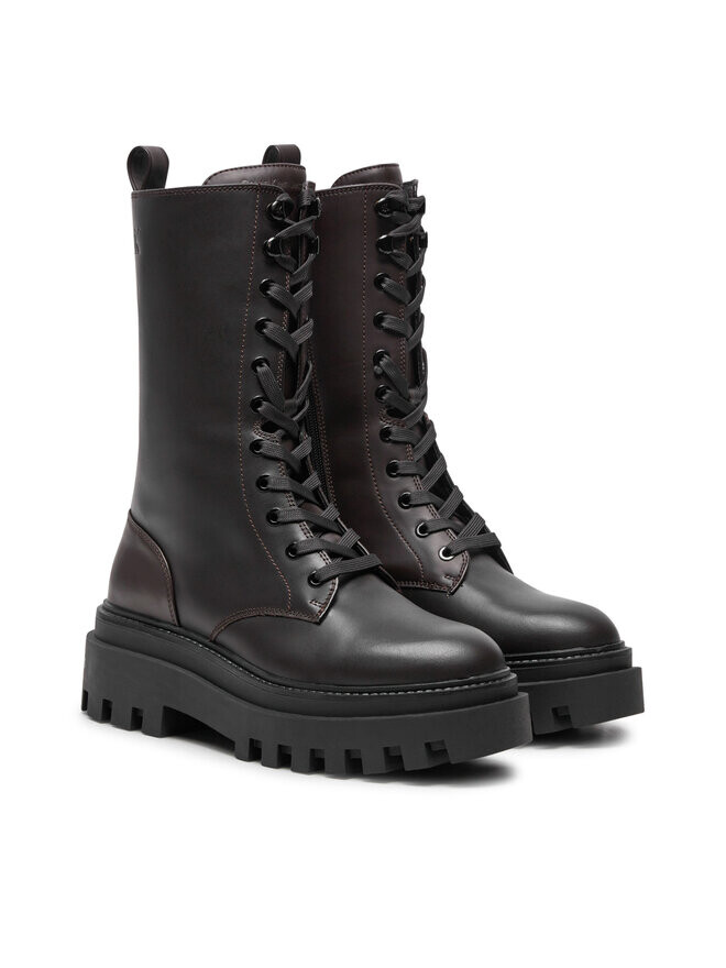 Классические Ботильоны Calvin Klein Jeans Flatform Lace Up Boot Mg Lth YW0YW01544, коричневый — фото 2