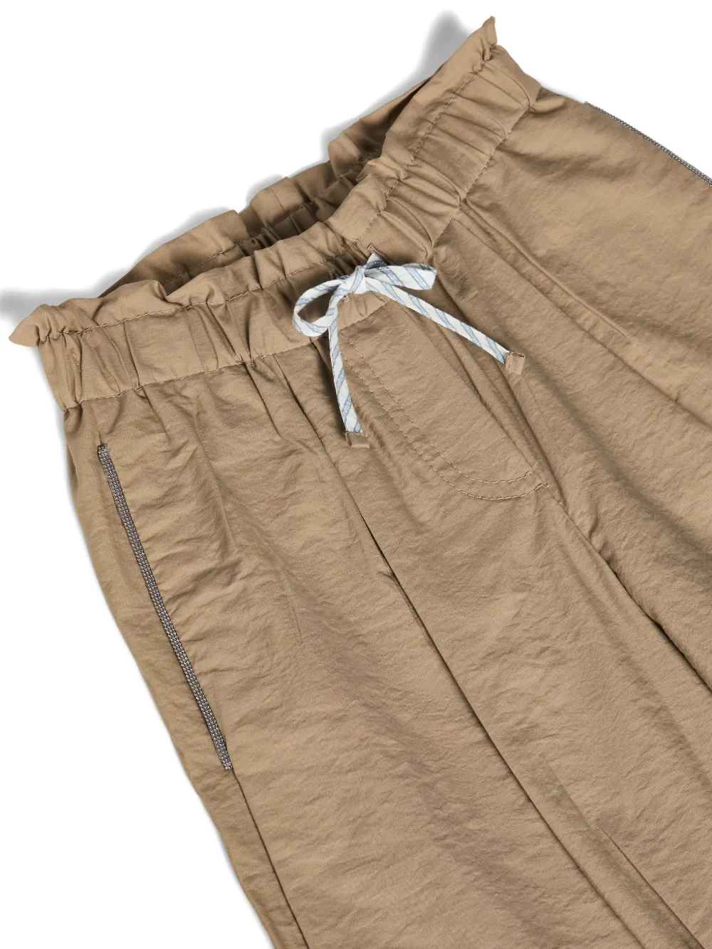 Брюки с декором Monili Brunello Cucinelli Kids, бежевый — фото 3