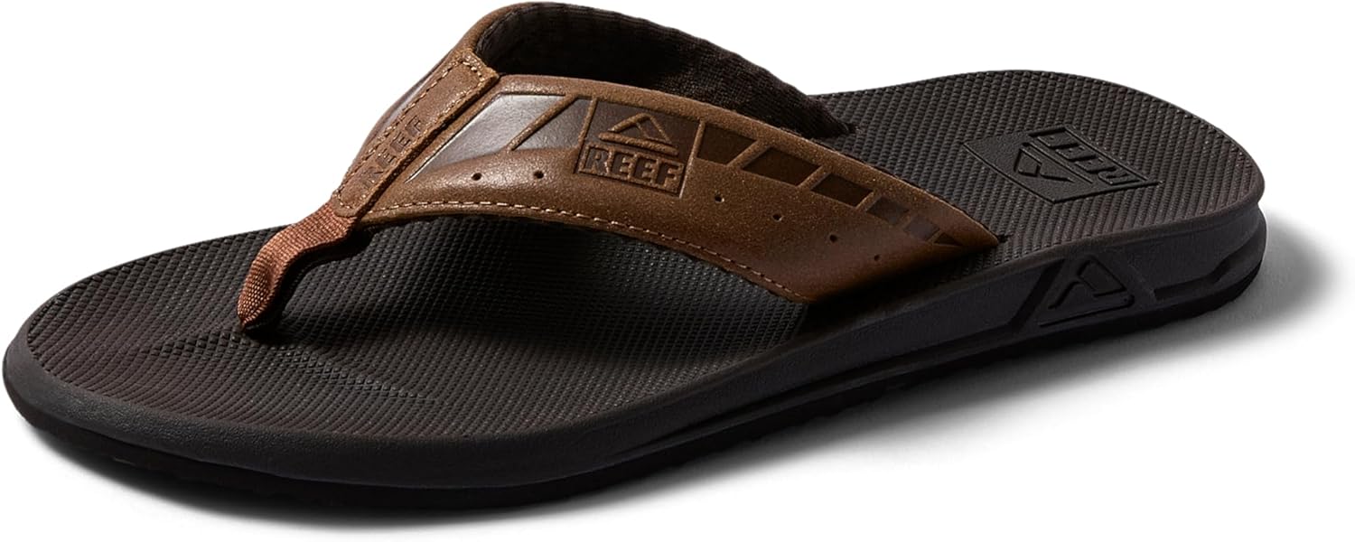 

Мужские пляжные вьетнамки REEF Phantom LE, ремешок из кожи полного зерна, стелька из формованного EVA, коричневый