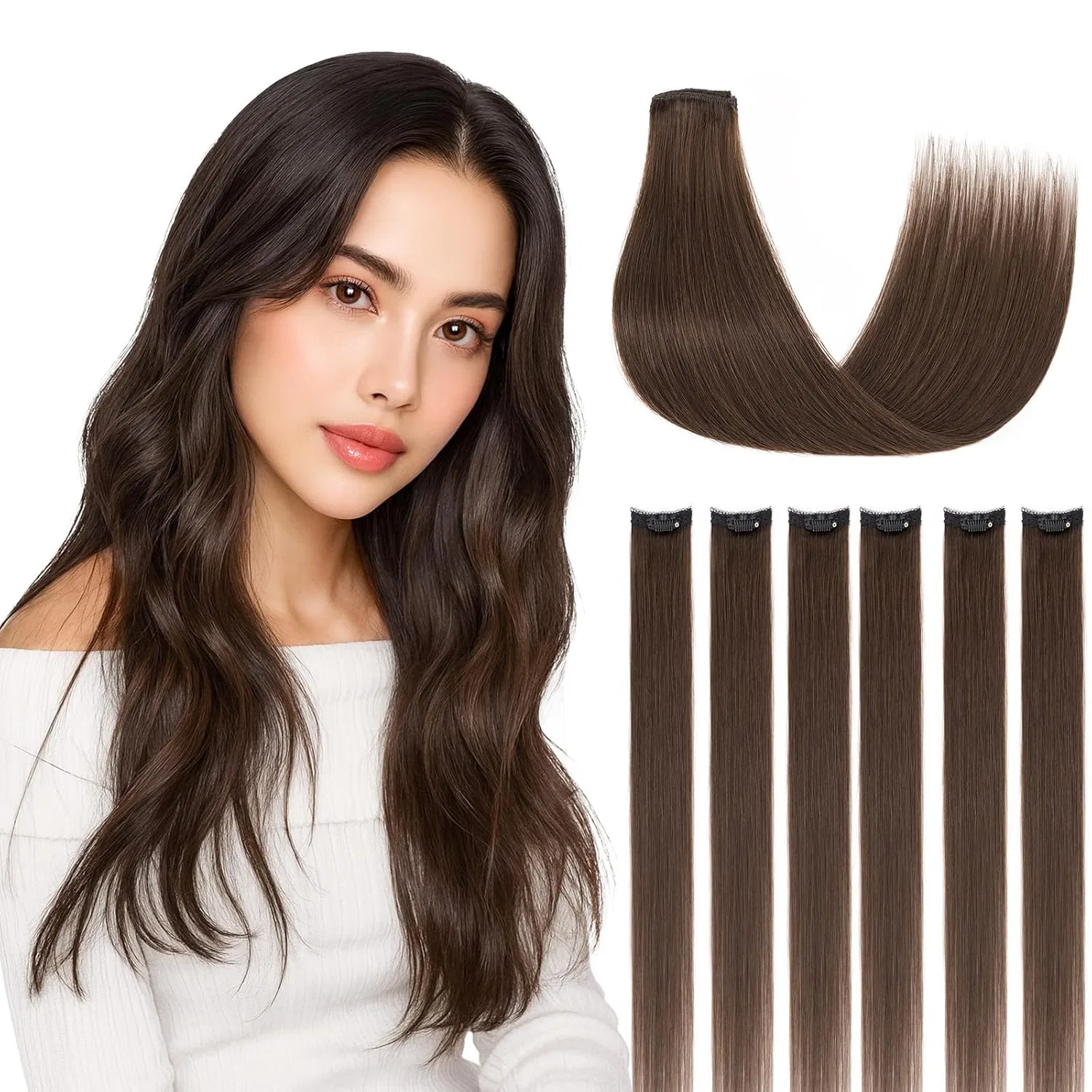 Накладные пряди SEGOHAIR из натуральных волос на заколках Sego