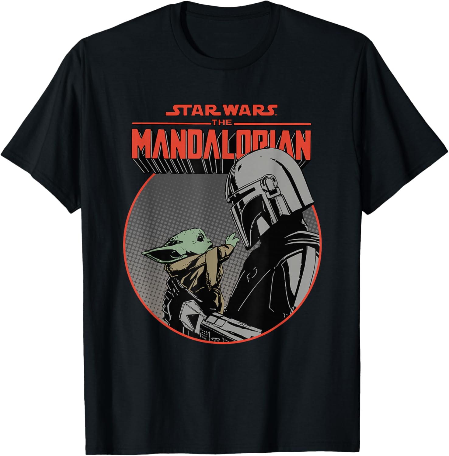 

Ретро-футболка Star Wars Mandalorian с изображением Мандо и Грога, черная