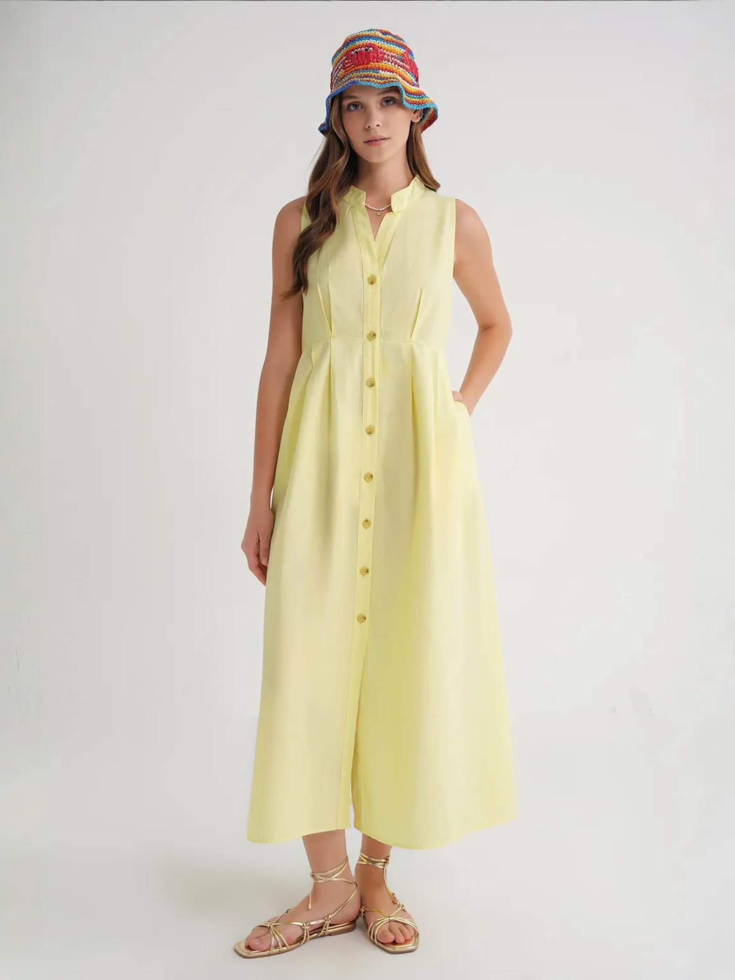 

MixRay Платье-рубашка лимонного цвета