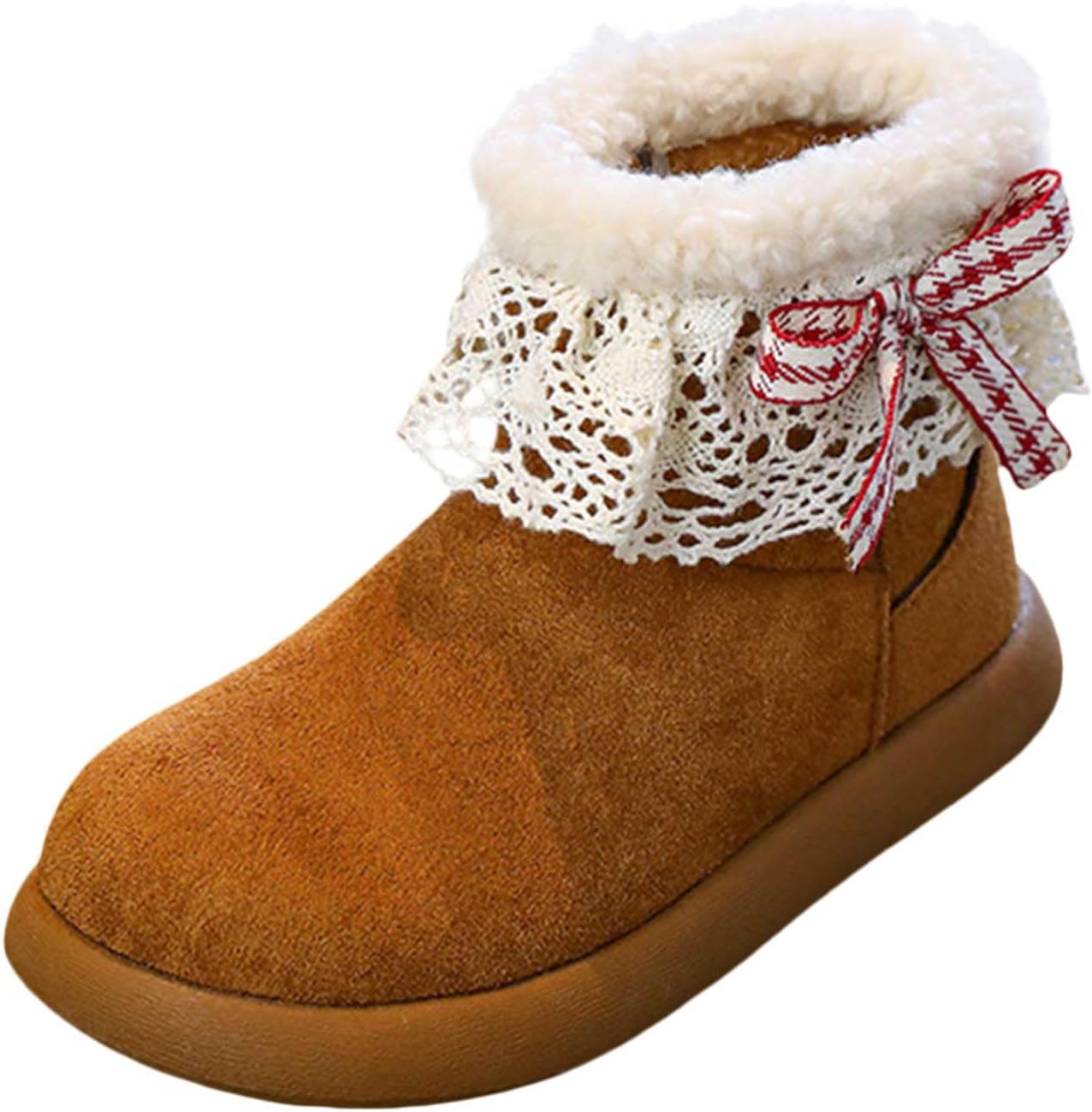 

Детские сапоги для девочек, модные и повседневные, короткие сапожки с кружевным бантом, удобные, плюшевые, теплые, с резиновой подошвой, невысокий каблук, зимние ботильоны Generic, Yellow