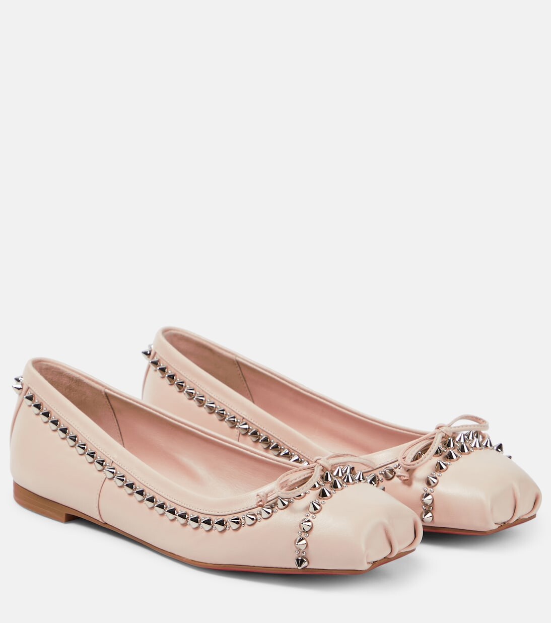 Кожаные балетки mamadrague с шипами Christian Louboutin, бежевый