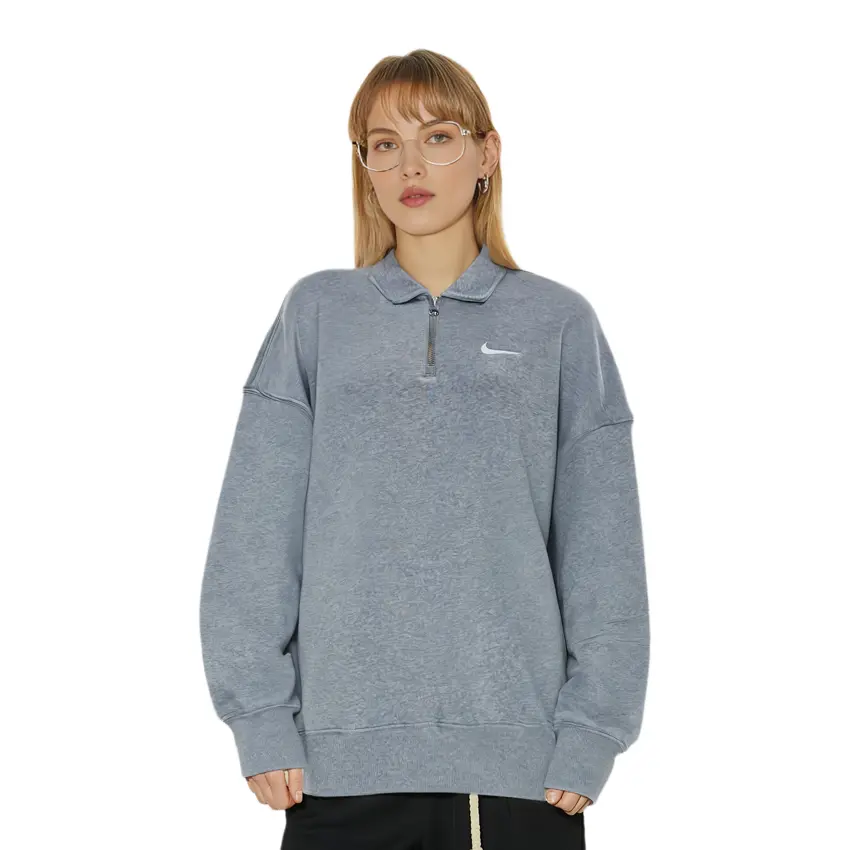 Sportswear Phoenix Fleece Women's Oversized 1/4-Zip Polo Nike, темно-серый/белый — фото 4