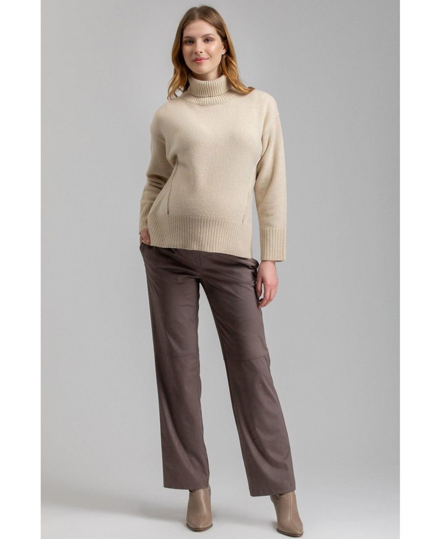 

Прямые и эластичные кожаные брюки Romeo для беременных PIETRO BRUNELLI MATERNITY, Dark brown