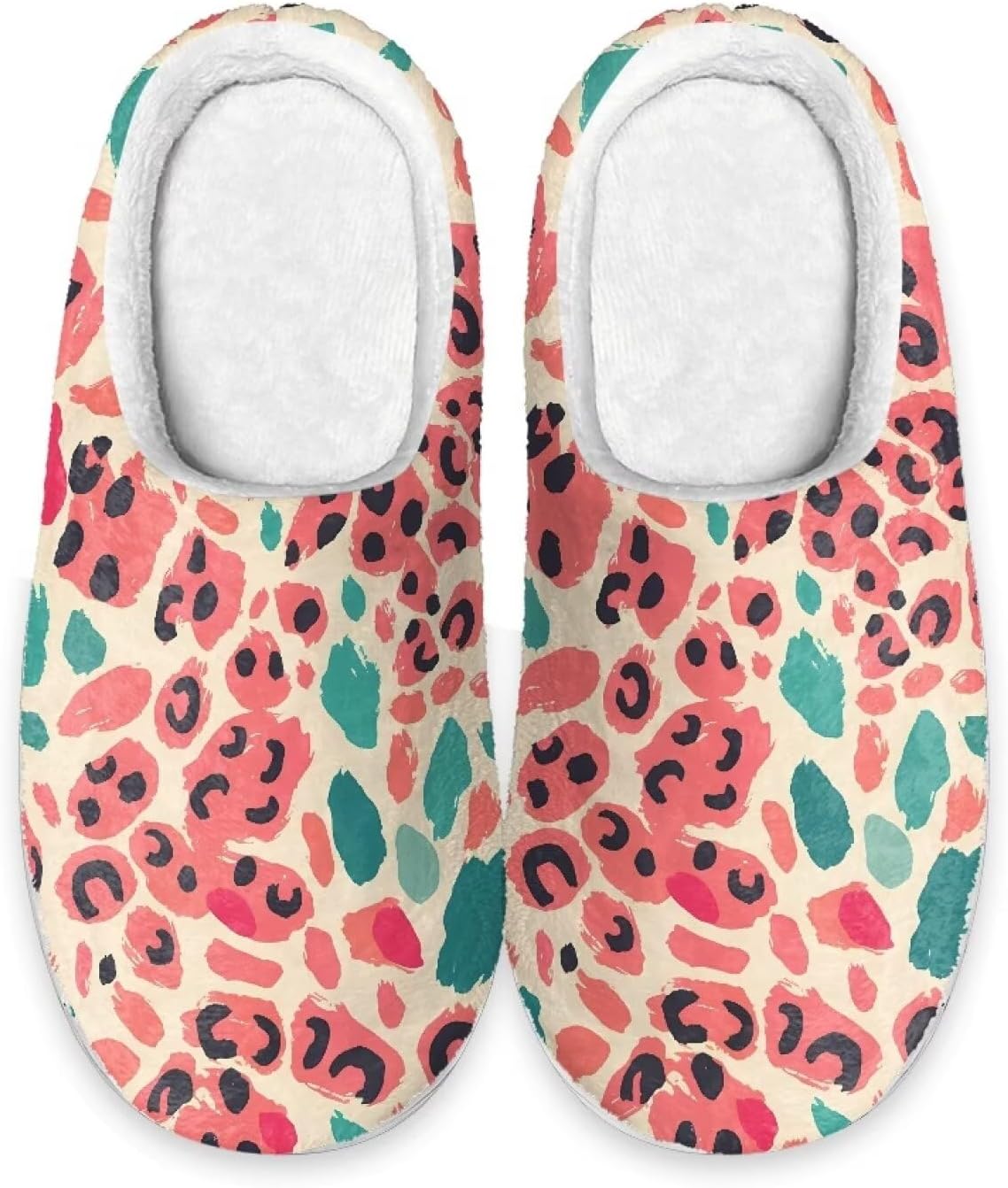 

Semiouray Autumn Halloween Унисекс-взрослые тапочки с подошвой EVA и туфли Tie-Dye House Тапочки для дома и на улице для дома и на улице, Leopard Print