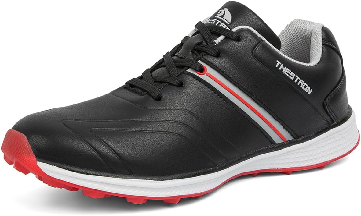 

Мужская обувь для гольфа на открытом воздухе, профессиональная, легкая, без шипов, кроссовки для гольфа, водонепроницаемые, на шнуровке Omcam, черный