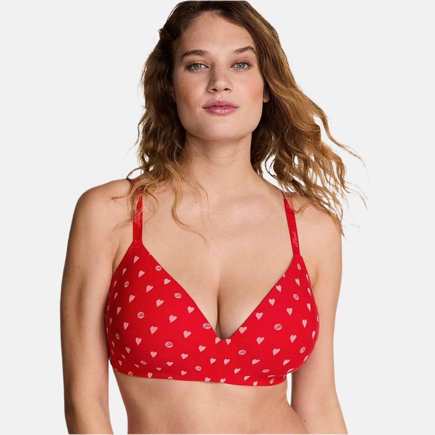 Victoria's Secret Розовый бюстгальтер Women's Red Heart Dot Print — фото 3