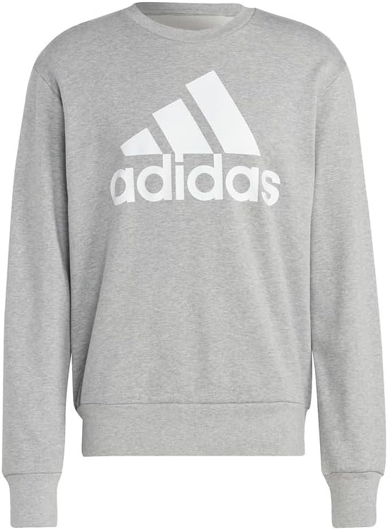 Мужская толстовка adidas ECR07 Sweat Essentials из французского махрового трикотажа с большим логотипом, серый — фото 4