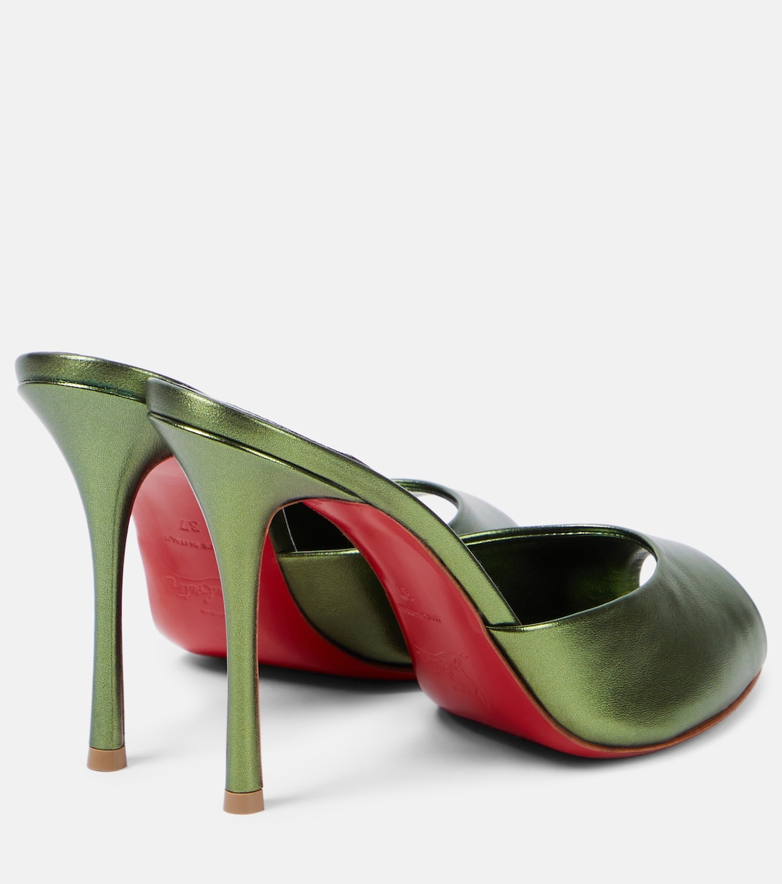 Me Dolly 100 мюли из металлизированной кожи Christian Louboutin, Vertlaine/Lin Vertlaine — фото 3