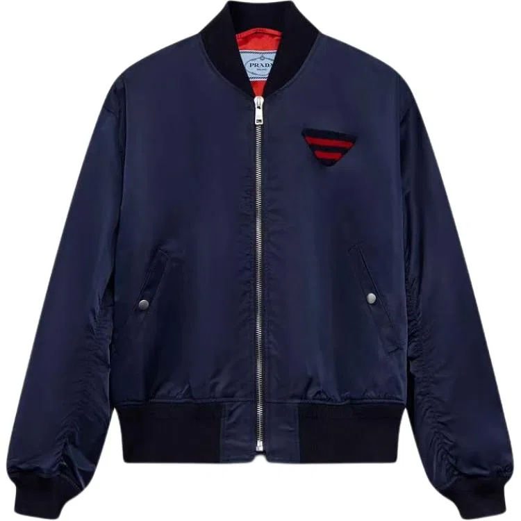 Куртка-бомбер с патчем логотипа PRADA, Blue