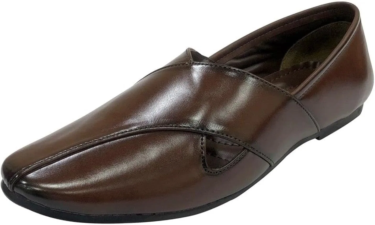 Shoe Bazar Мужские пенджабские джутти, индийские туфли, шервани, коричневые, дышащие, удобные