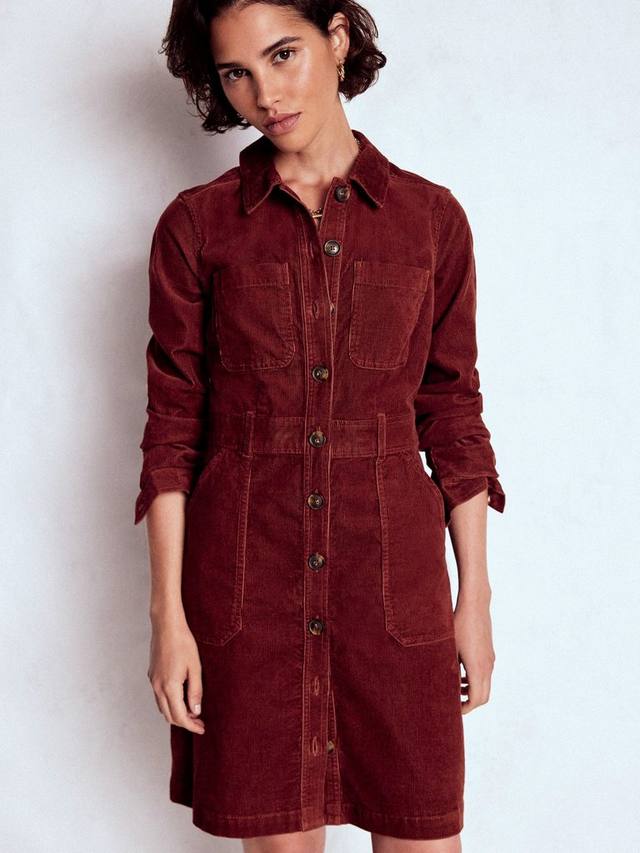 

Платье миди с длинными рукавами и воротником Amanda из хлопковой смеси Boden