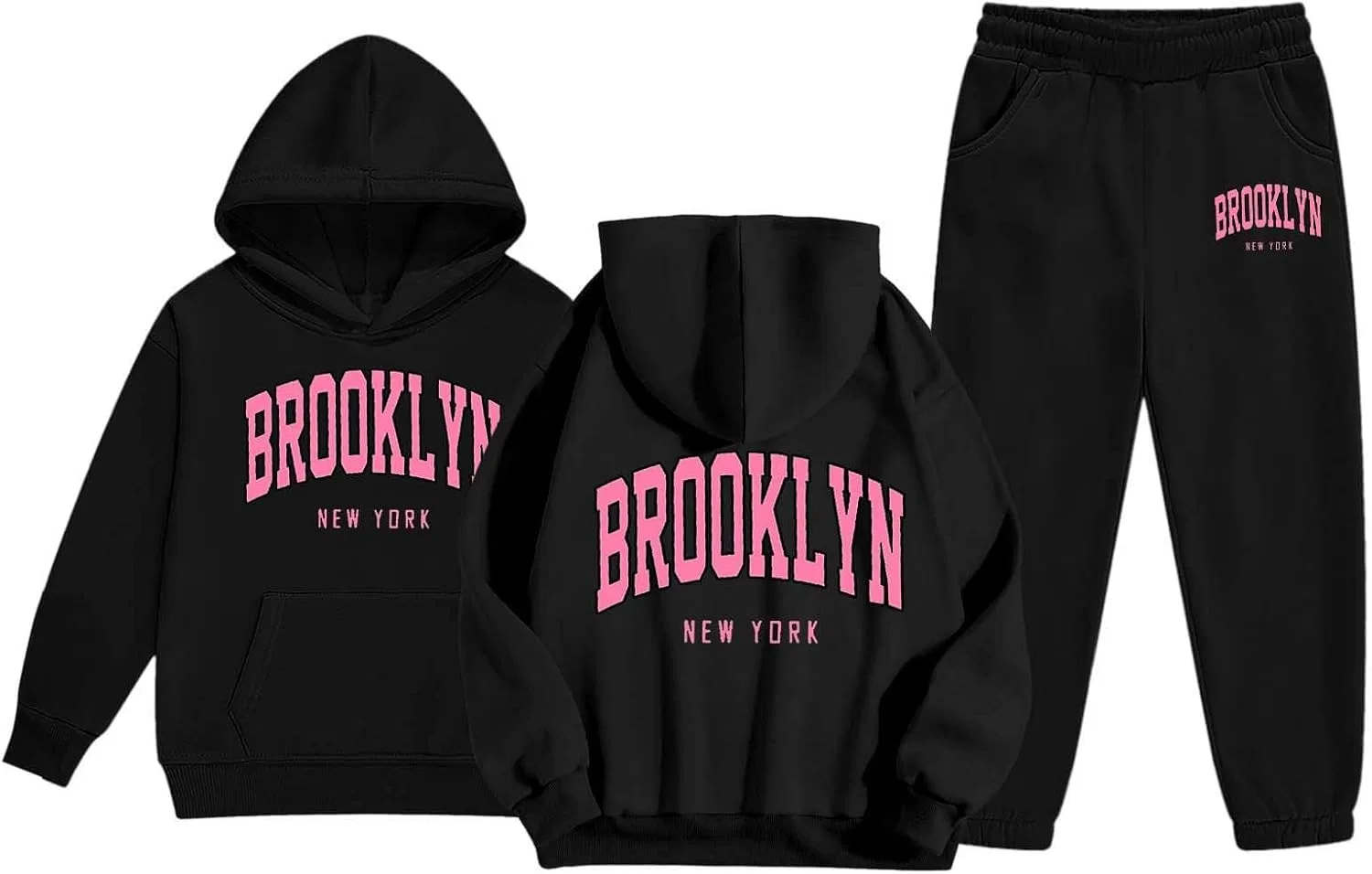 Детский спортивный костюм с принтом Brooklyn, черный — фото 4