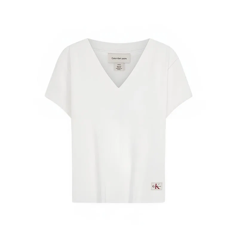 Футболка женская V-Neck Moderate Calvin Klein, YAA-Moon White