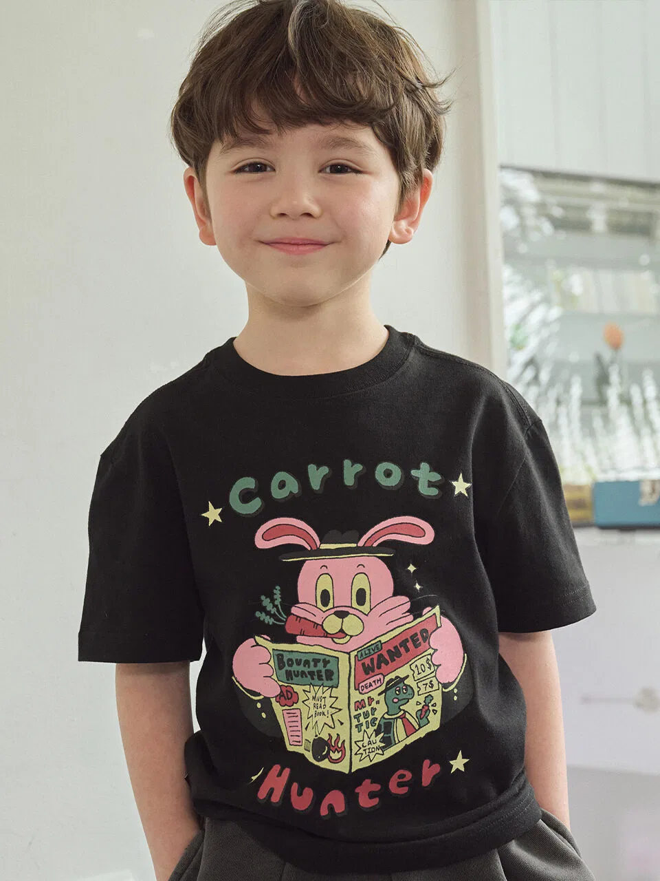 Детская футболка Carrot Hoppy чёрная от Cpgn Kids — фото 2