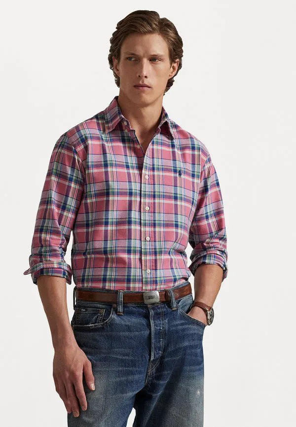 Рубашка оксфордская tattersall, сшитая на заказ Polo Ralph Lauren, Pink/Blue Multi