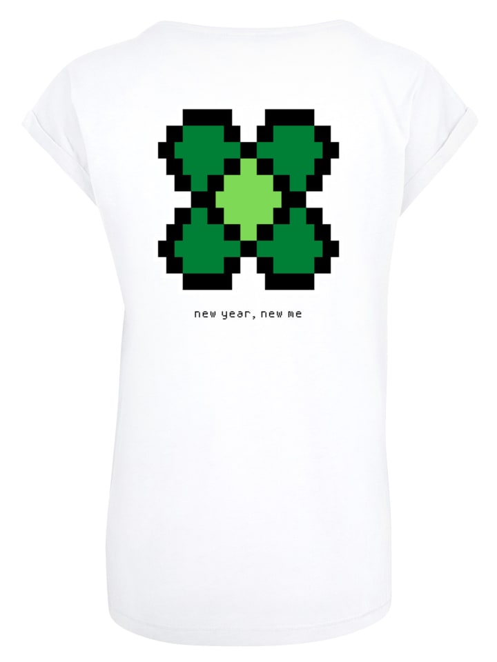 

F4NT4STIC Новогодняя футболка с пиксельным изображением клевера белого цвета, Белый, F4NT4STIC Новогодняя футболка с пиксельным изображением клевера белого цвета