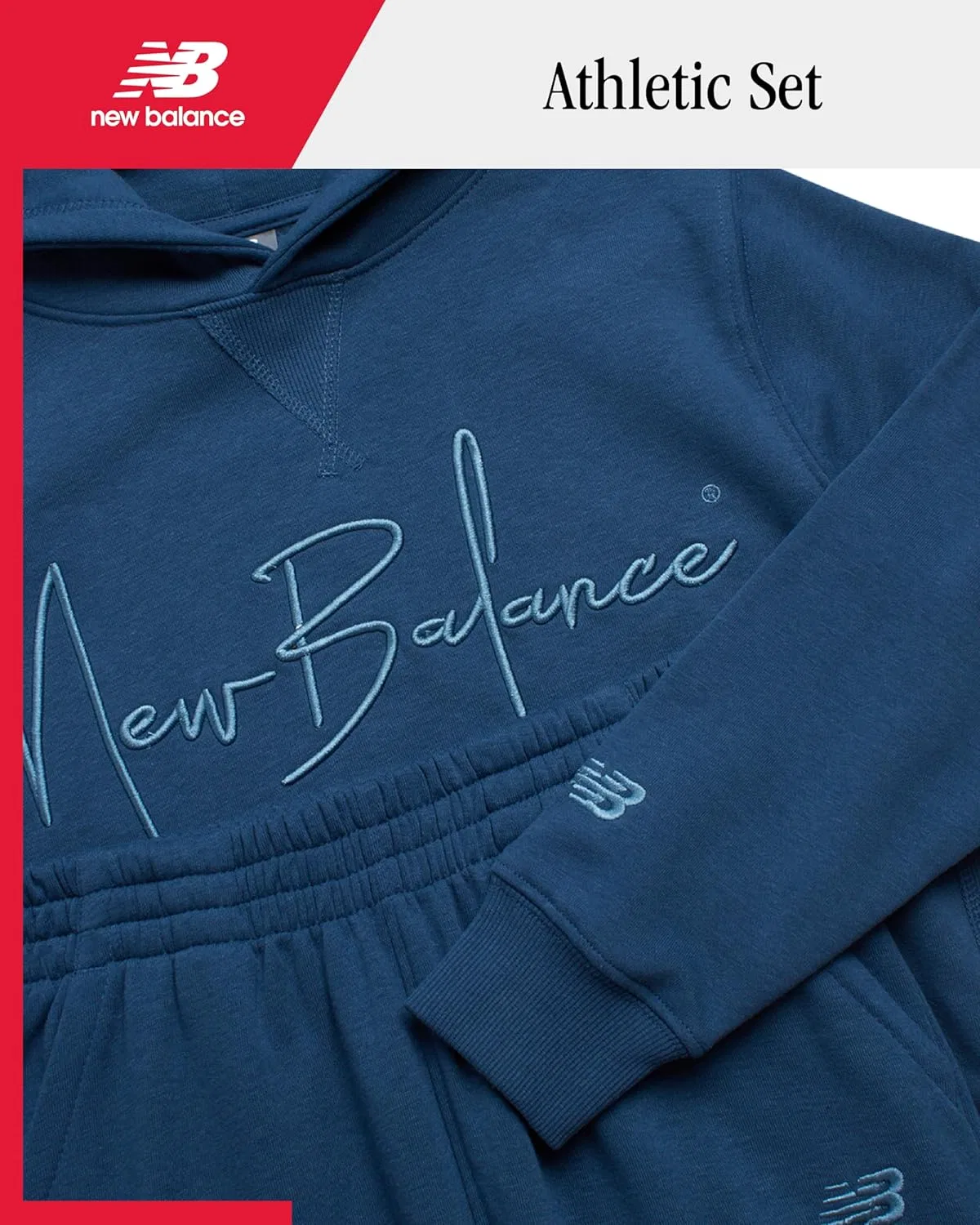 Детский спортивный костюм New Balance, 2 предмета: худи и джоггеры, Shoreline Blue — фото 3