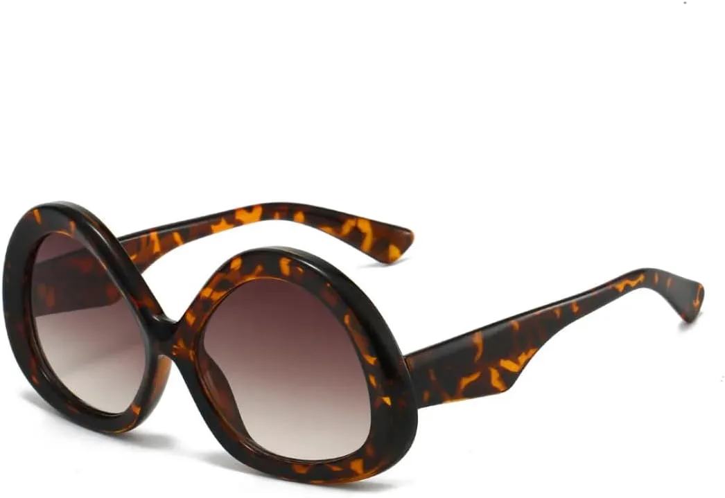 

Солнцезащитные очки для женщин и мужчин в стиле панк, овальные, ретро, ​​модные, с прозрачными линзами, оправа, защита от УФ-излучения UV400 TYUVIVO, Leopard