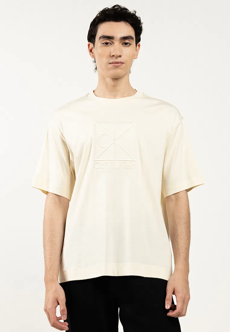 Футболка с коротким рукавом, свободный крой, Calvin Klein Jeans, белый