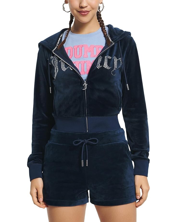 

Свитер Juicy Couture Classic Juicy Hoodie With Front Bling, синий