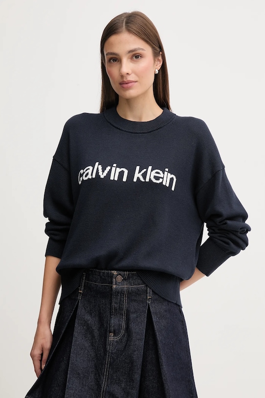 

Хлопковый свитер Calvin Klein Jeans, темно-синий