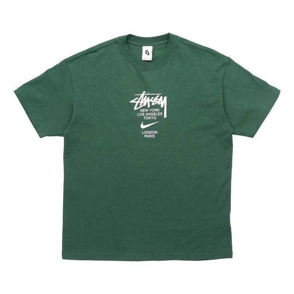 

Футболка Stussy x Nike Crossover Alphabet Printing Round Neck Short Sleeve Unisex Green, зеленый