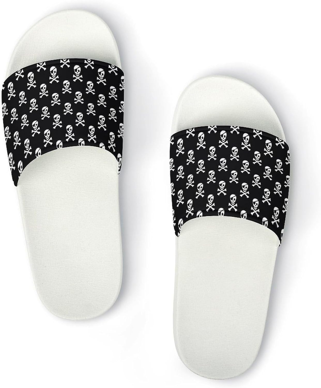 

Унисекс сланцы с черепами пиратов - с принтом - можно носить дома или на улице Generic, белый