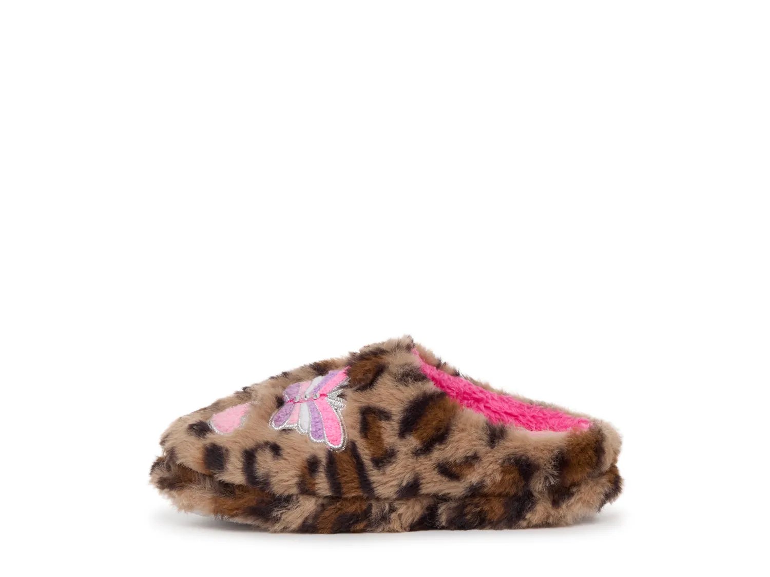 Тапочки OMG Accessories Butterfly Applique Leopard Slipper - Kids', коричневый/бежевый леопардовый принт — фото 3