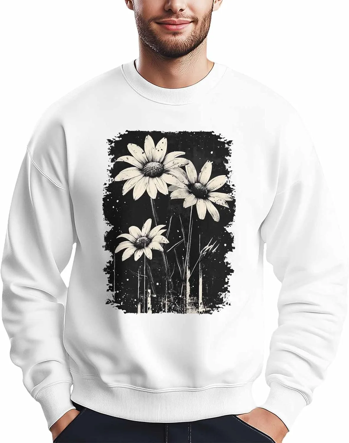 

Мужской свитшот с ретро-принтом в виде ромашек Winvebermior