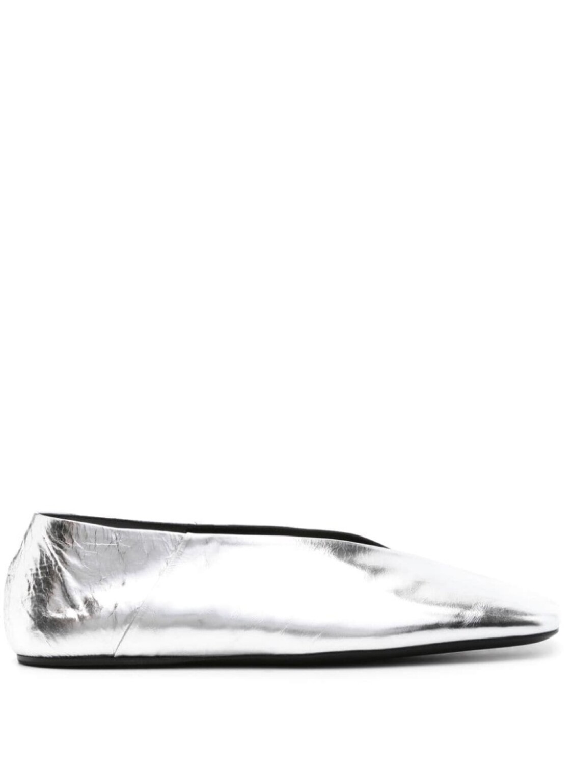 Jil Sander балетки с эффектом металлик, серебристый