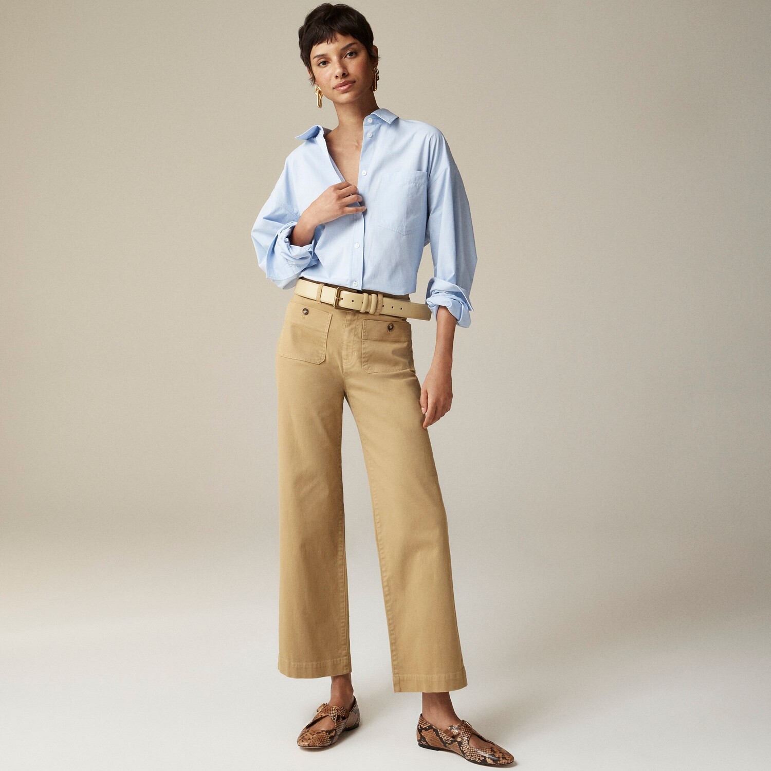 

Узкие широкие брюки-чиносы в стиле «матрос» J.Crew, коричневый