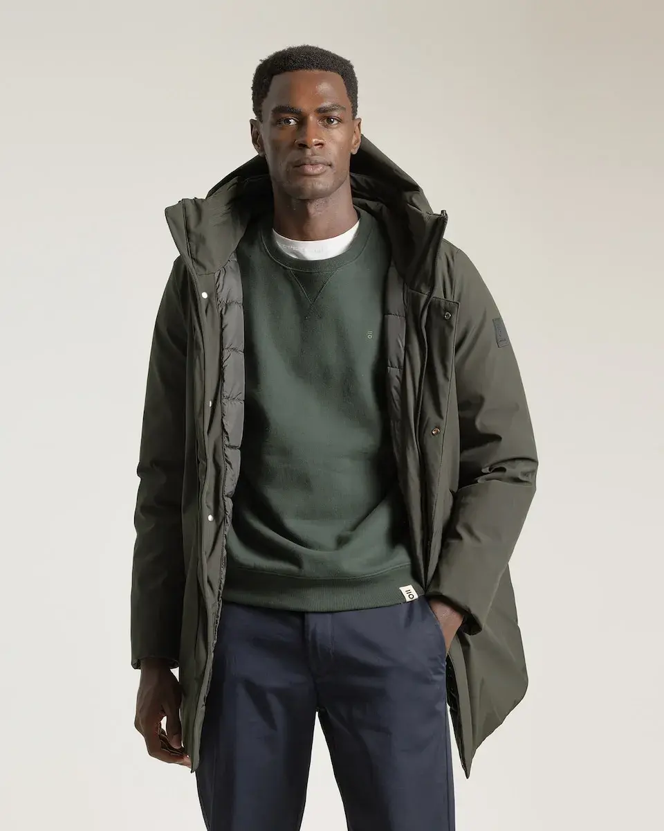 

Мужская техническая стеганая парка с капюшоном PuroEgo, темно-зеленый