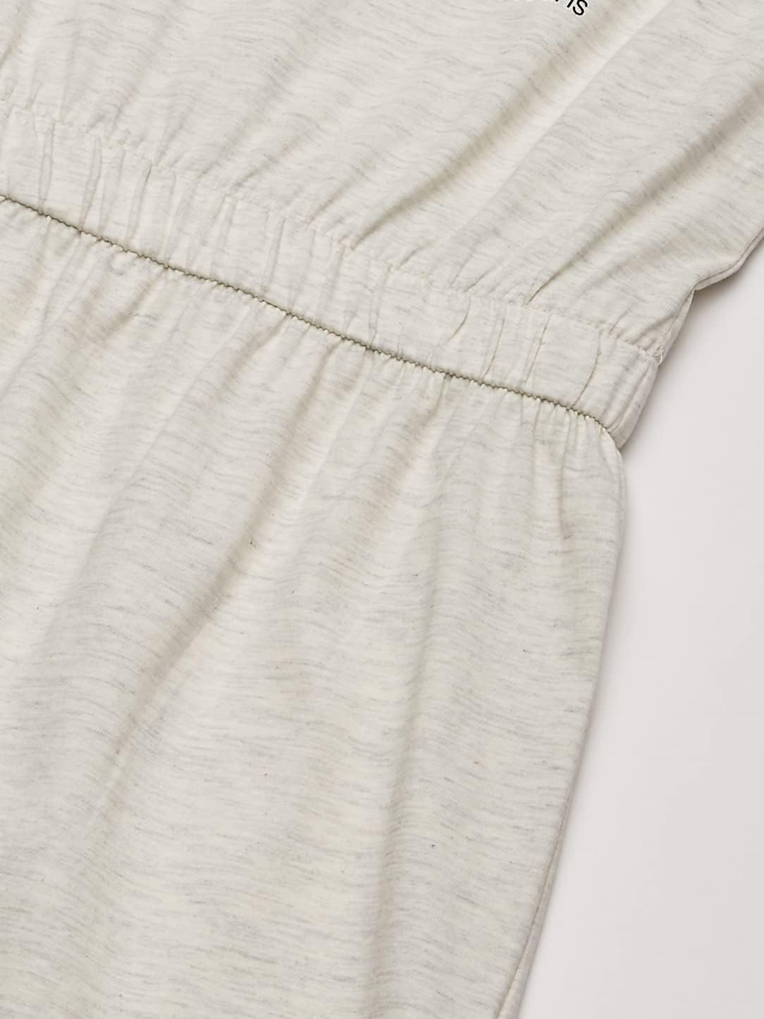 

Платье Calvin Klein для девочек с короткими рукавами, логотипом, эластичной резинкой на талии и внутренней отделкой без бирки, Oatmeal Stacked