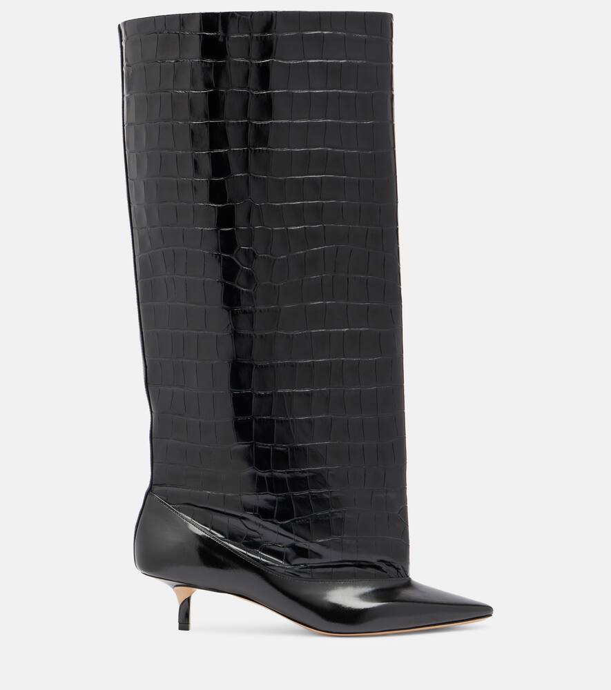 Турни высокие сапоги до колена из кожи с эффектом крокодила Jacquemus, Black — фото 4