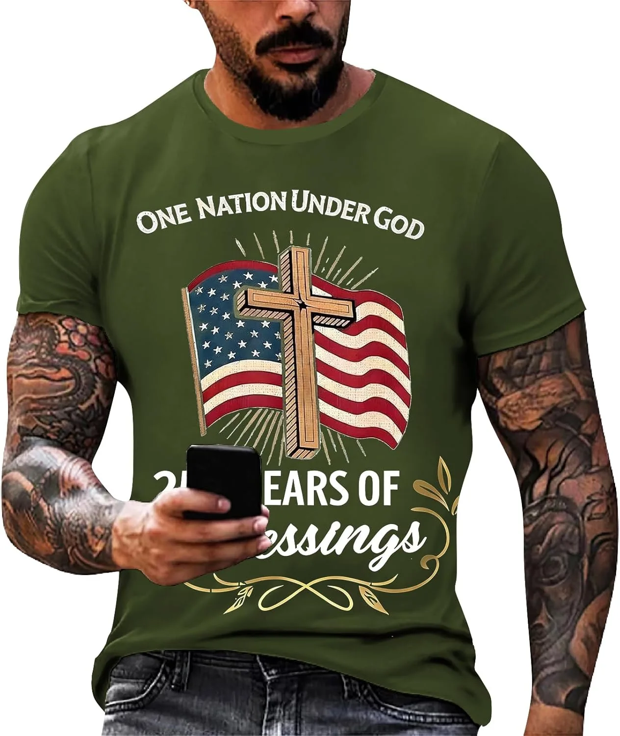 

Мужская футболка с принтом к 250-летию Америки BEIBEINOYA