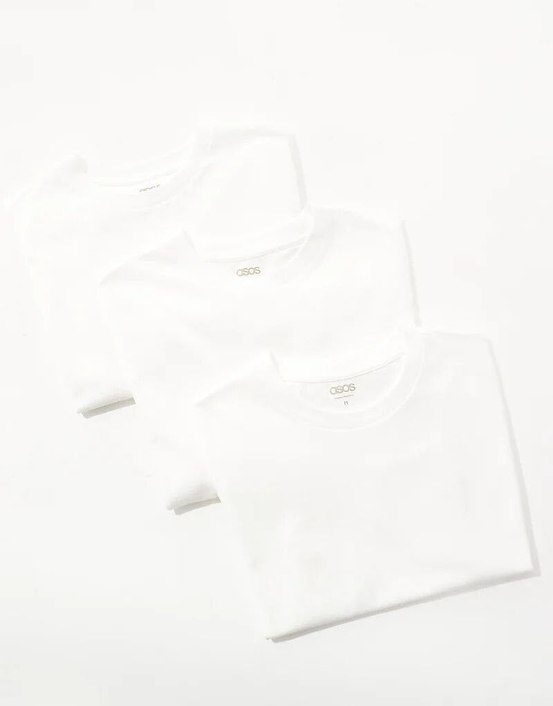 

Набор из 3 футболок с круглым вырезом ASOS DESIGN Essential белого цвета