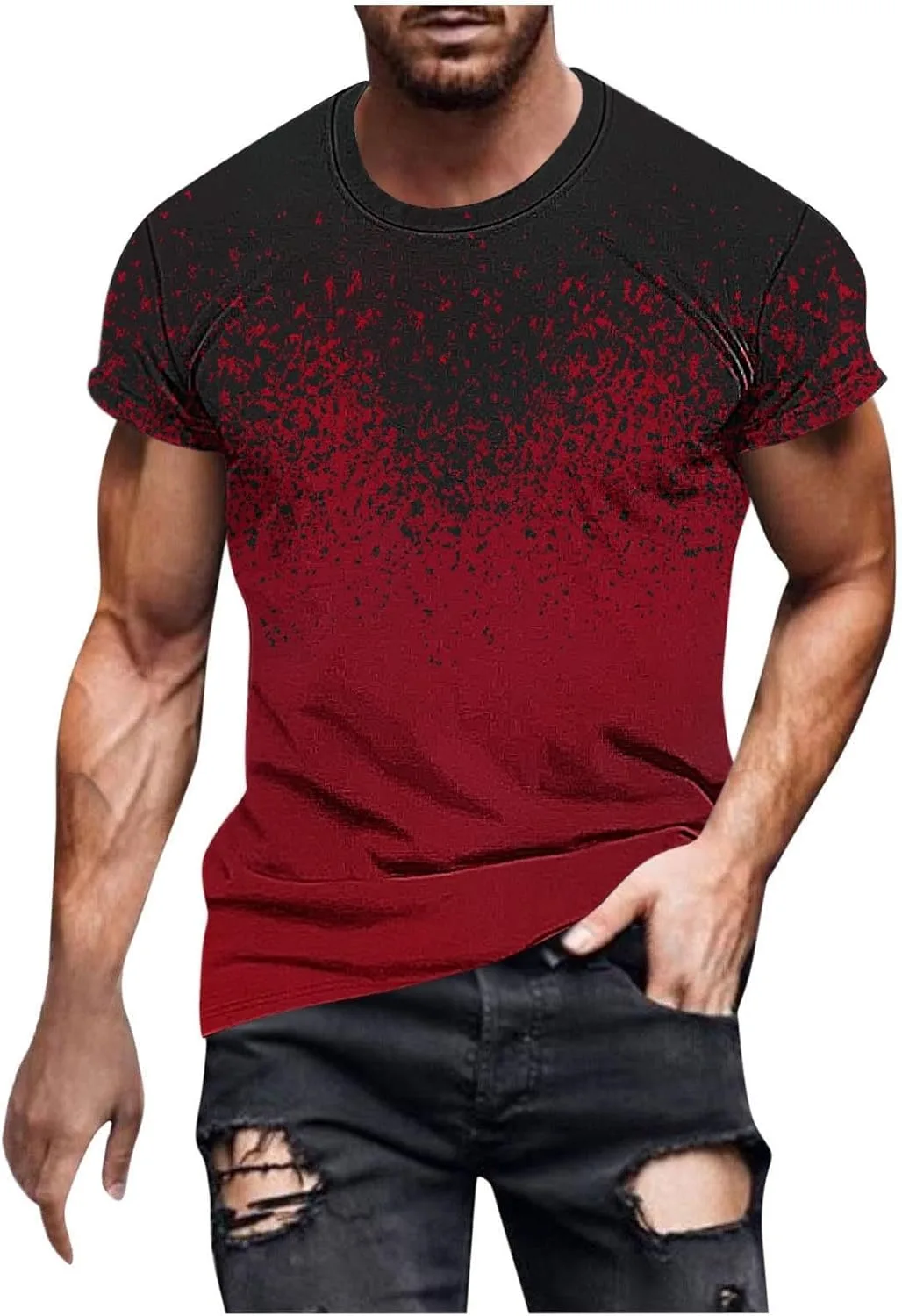 

Мужская футболка с коротким рукавом, свободный крой, градиентный принт