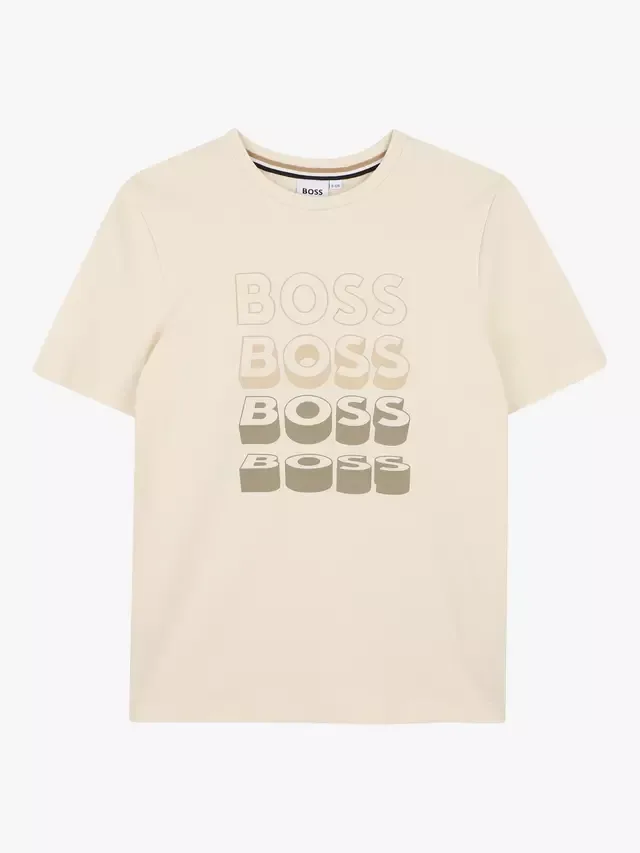 Детская футболка BOSS с несколькими логотипами HUGO BOSS, Sand