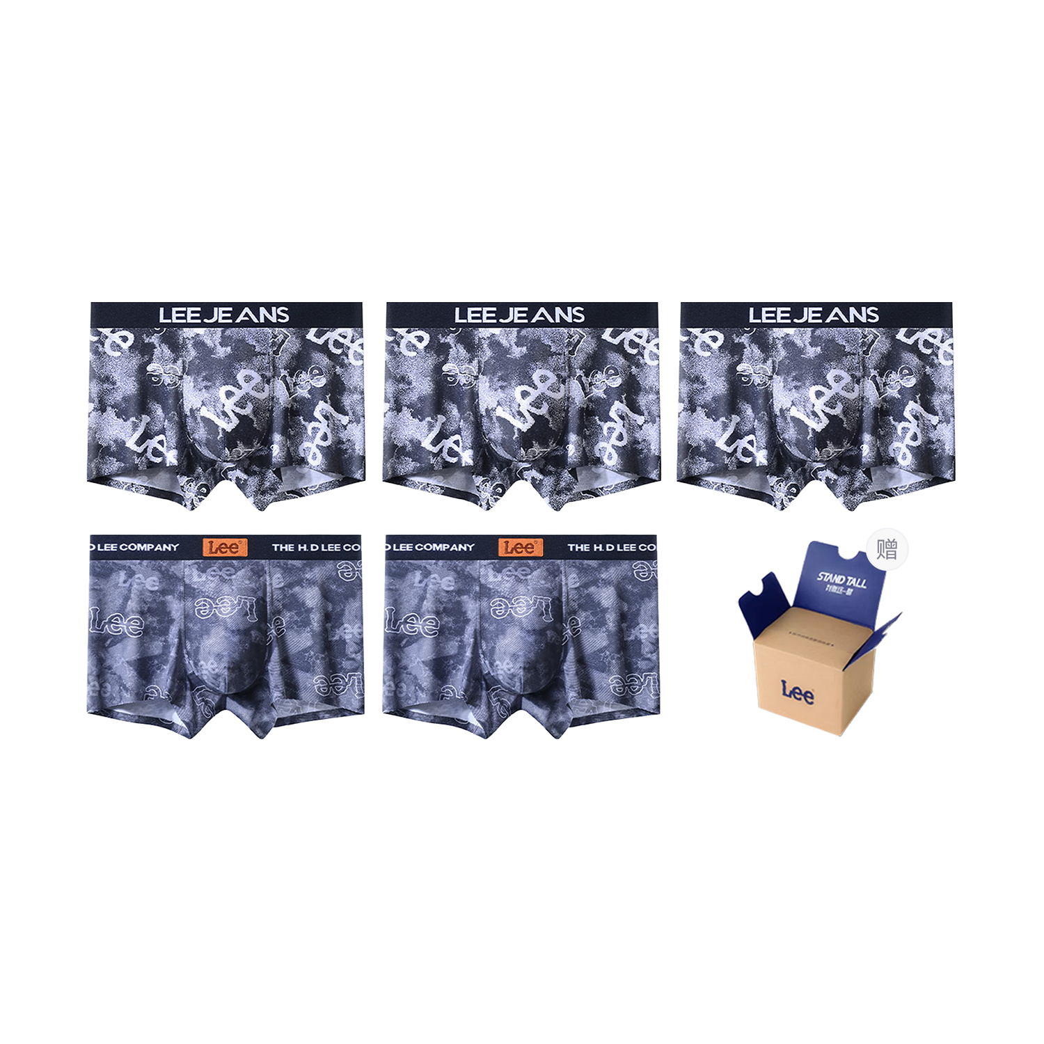

Трусы-боксеры Cordura мужские, 5 пар Lee, темно-серый