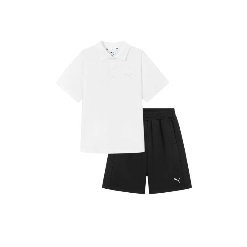 Детское спортивное поло с воротником PUMA, Black White Tone 00391