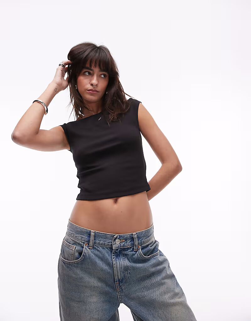 

Топ Tommy Jeans с открытыми плечами черного цвета