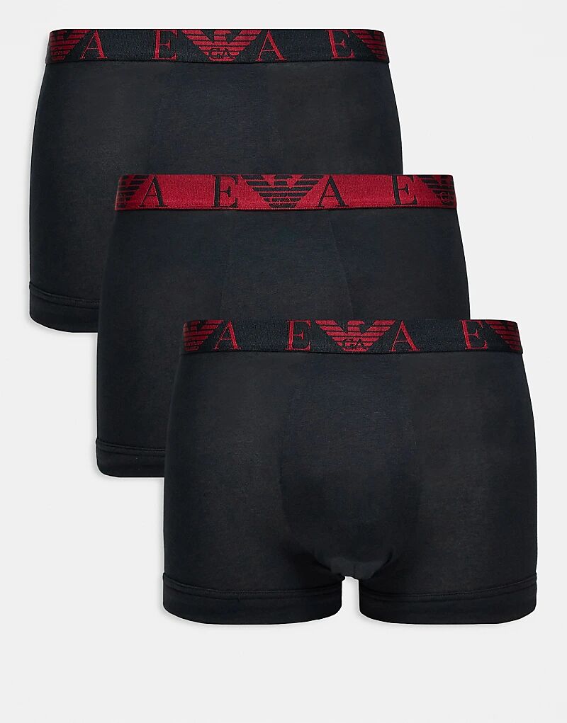 

Упаковка из 3-х больших боксеров Emporio Armani черного и красного цветов с логотипом