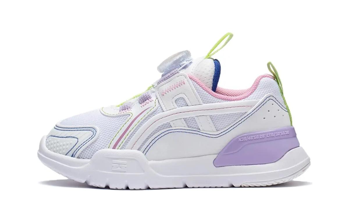 

LINING YOUNG Нескользящие износостойкие низкие детские кроссовки белого и фиолетового цвета для детей от 3 до 7 лет